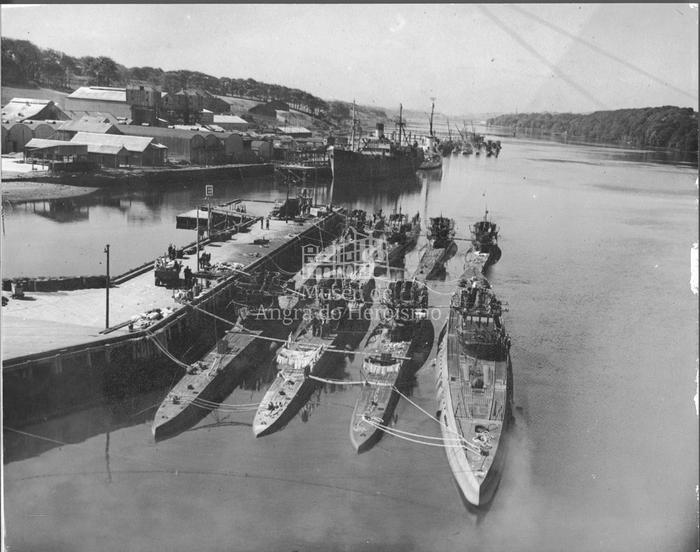 "Surrendered U-boats gather in n. Ireland port"