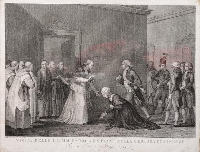 VISITA DELLE LL. MM. SARDE A S. S. PIO VI NELLA CERTOSA DI FIRENZE: Seguita il di 9 Febbraio 1799
