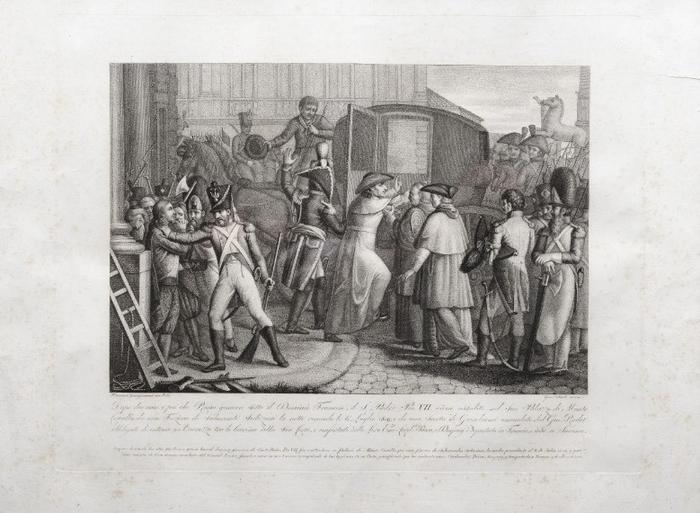 Dopo due anni e più che Roma geneva sotto il Dominio Francese, il S. Padre Pio VII, viene assalito nel Suo Palazzo di Monte Cavallo da una Frazione di Subornati Sediziosi la notte venendo li 6. Juglio 1809, e da una Scorta di Giandarmi comandati dal Gen