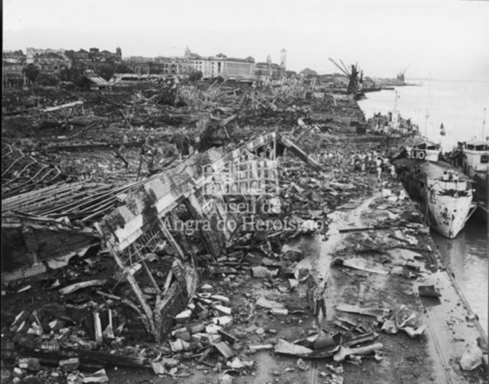 "Bomb damage to the Rangoon Dock"
