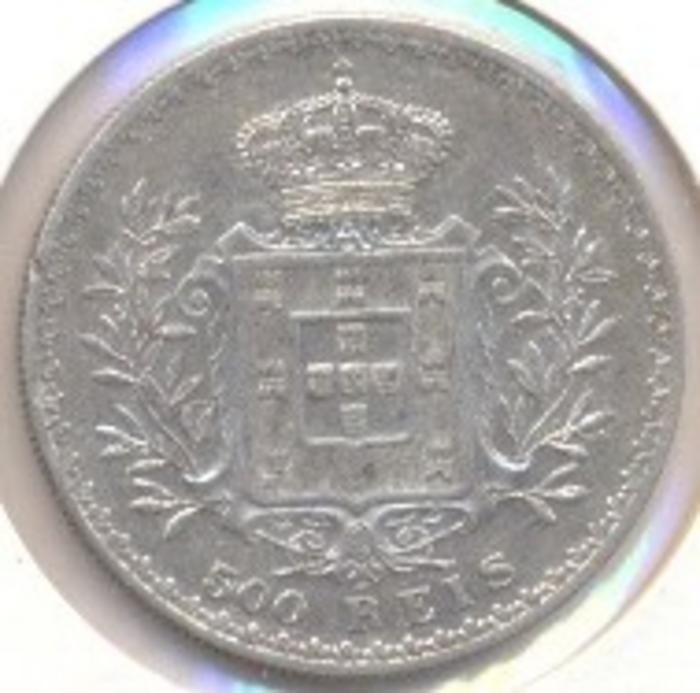 Moeda 500 Réis / 5 Tostões, D. Carlos I 