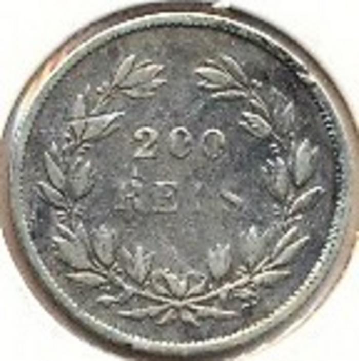 Moeda 200 Réis / 2 Tostões, D. Pedro V