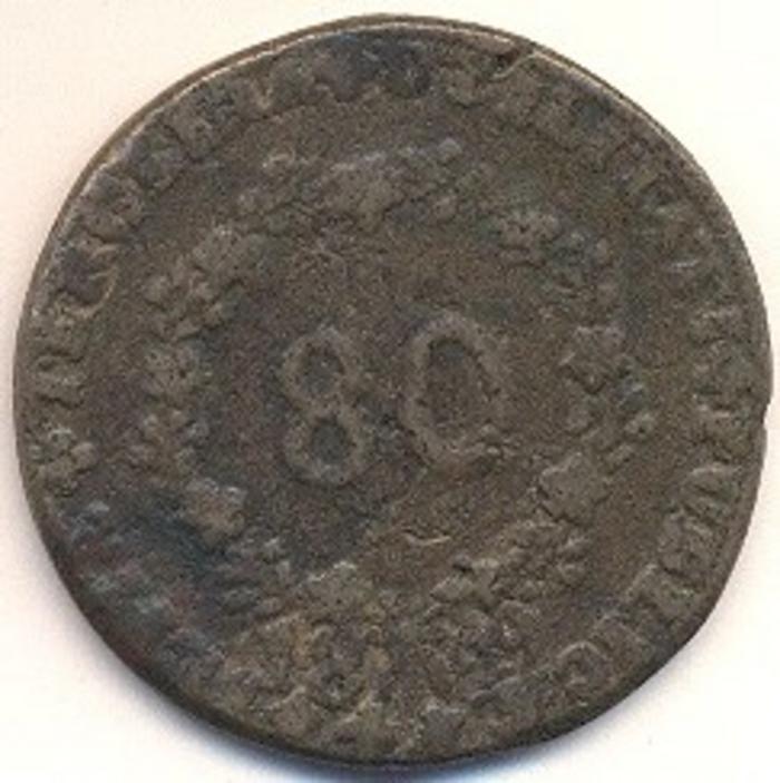 Moeda 80 Réis (Maluco) - Açores, D Maria II