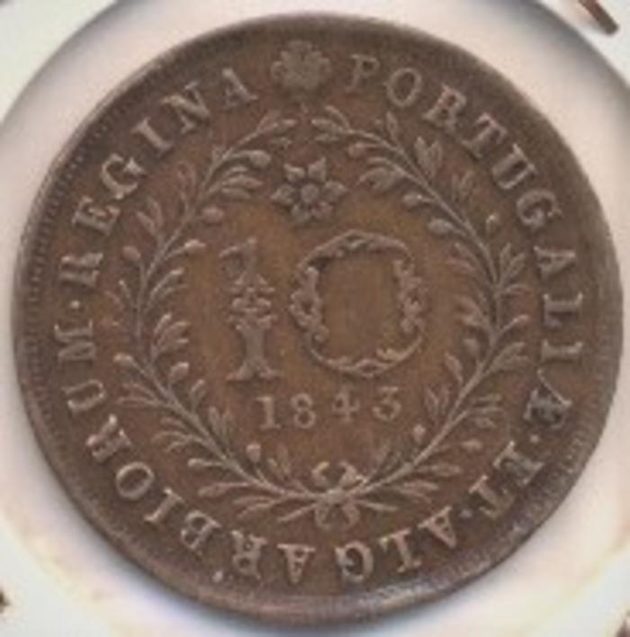 Moeda 10 Réis - Açores, D. Maria II