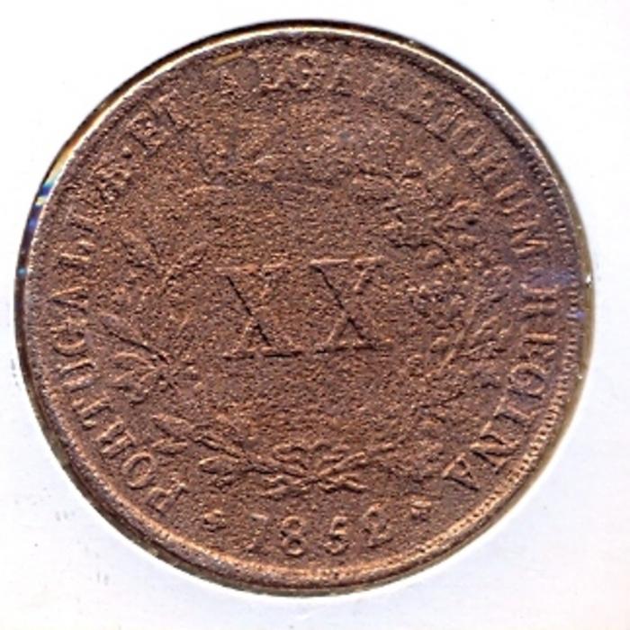 Moeda 20 Réis, D. Maria II 