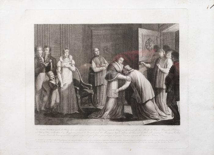 Sua Santità Pio VII tornando da Parigi dopo aver consacrato e incoronato Napoleone passo da Firenze, ove tu ricevuto da Sua Maestà la Regina Reggente d´ Etruria nel Palazzo Pitti e nella Sera dì 9. Maggio 1805 avvenne la Riconciliazione di Monsignor Vescovo Seipione de Prucci col S. Padre alla presenza di Monsignor Menochio, e Monsignor Fenaia che lo accompagnarono in questo viaggio del qual fatto ne fece menzione nel primo Concistoro appena che tornò a Roma 