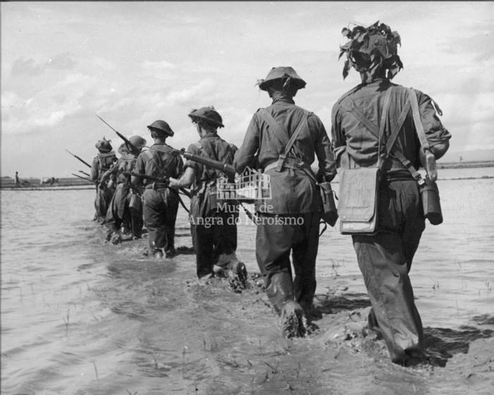 "British patrols in Burma. Monsoon conditions east of Waw"