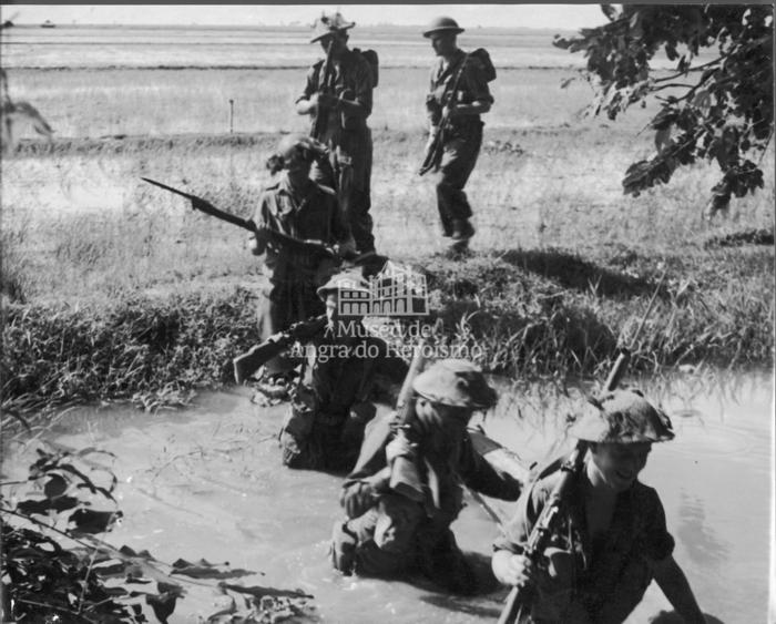 "British patrols in Burma. Monsoon conditions east of Waw"