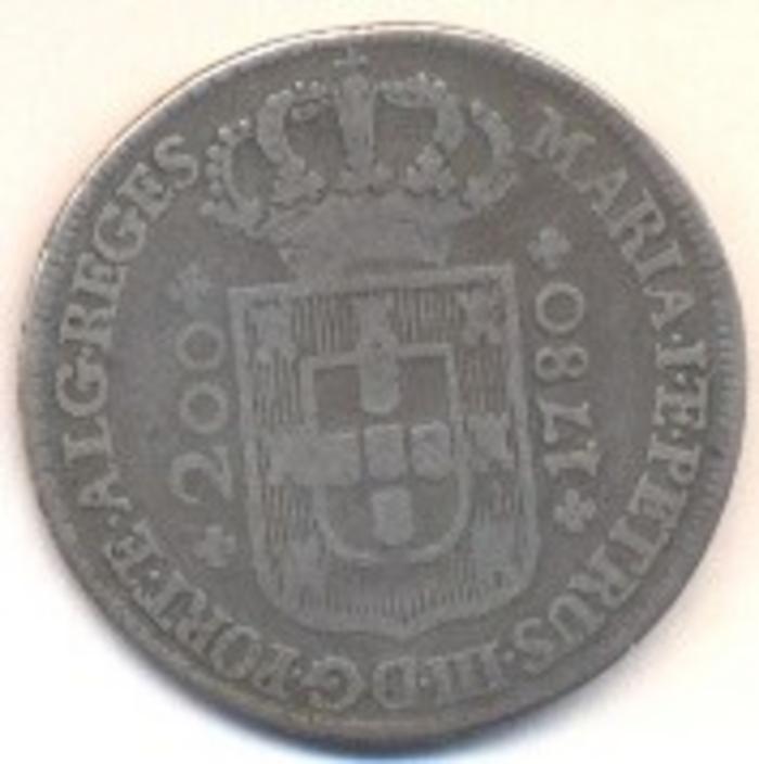 Moeda 200 Réis / 2 Tostões, D. Maria I / D. Pedro III