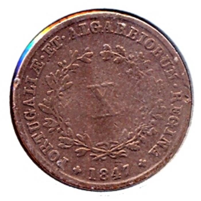 Moeda 10 Réis, D. Maria II